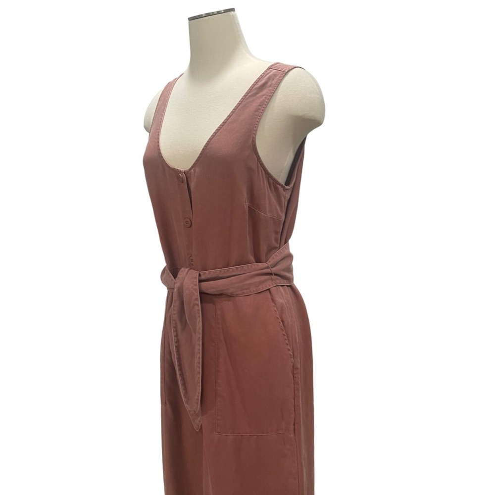 Sleeveless Button-Front Belted Jumpsuit Rose Pink Women's Sz M Casual Chic Comfy - Picture 6 of 10